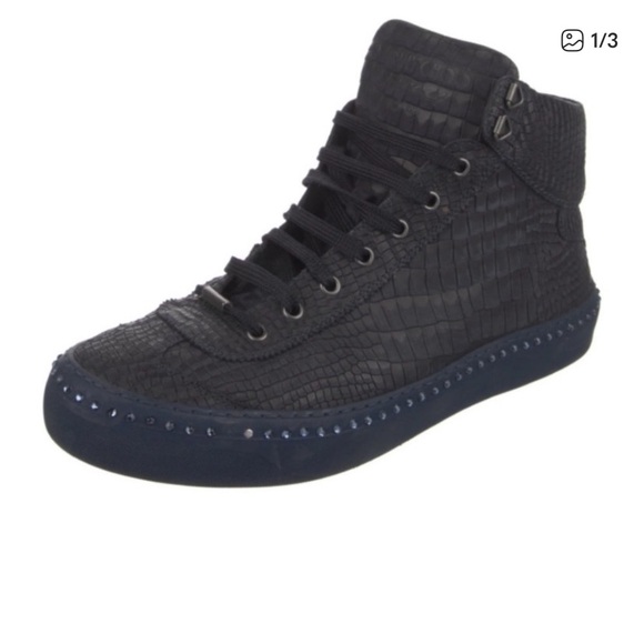 Jimmy Choo Shoes - Jimmy Choo Dark blue Alligator Print Sneakers Unisex women size 8.5
